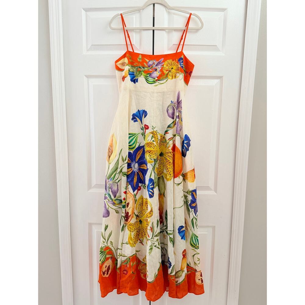 ALÉMAIS Flores Square-Neck Linen
Midi Sundress Size 10 - Picture 3 of 5